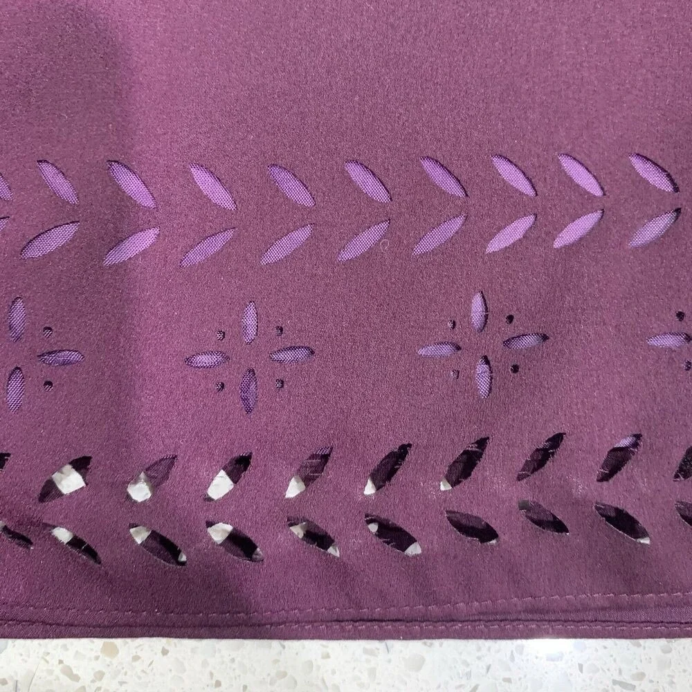 J. Crew Factory Size 0 Skirt Laser Cut Purple Plum Full Lined Drawstring Women's